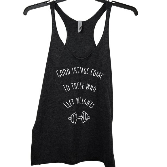 Womens LG Dark Gray Razor Back Workout Athleisure Tank Top Shirt Casual Lifting - Picture 1 of 6